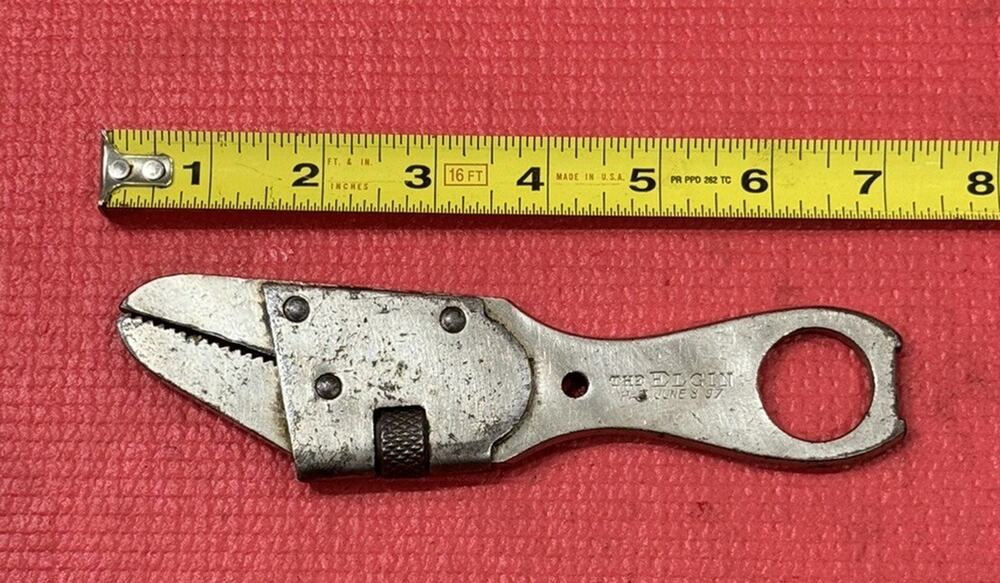 ELGIN RARE ADJUSTABLE ALLIGATOR WRENCH CARL GOPPETT PAT JUNE 1897 VERY RARE
